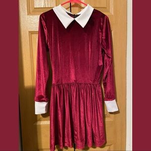 Eye Candy Burgundy Velvet Wednesday Addams Dress